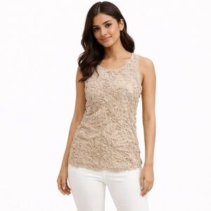 NWT Women's Banana Republic Floral Lace Tank Top XS Petite Beige